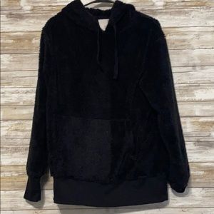 Ladies Black Sherpa Hoodie